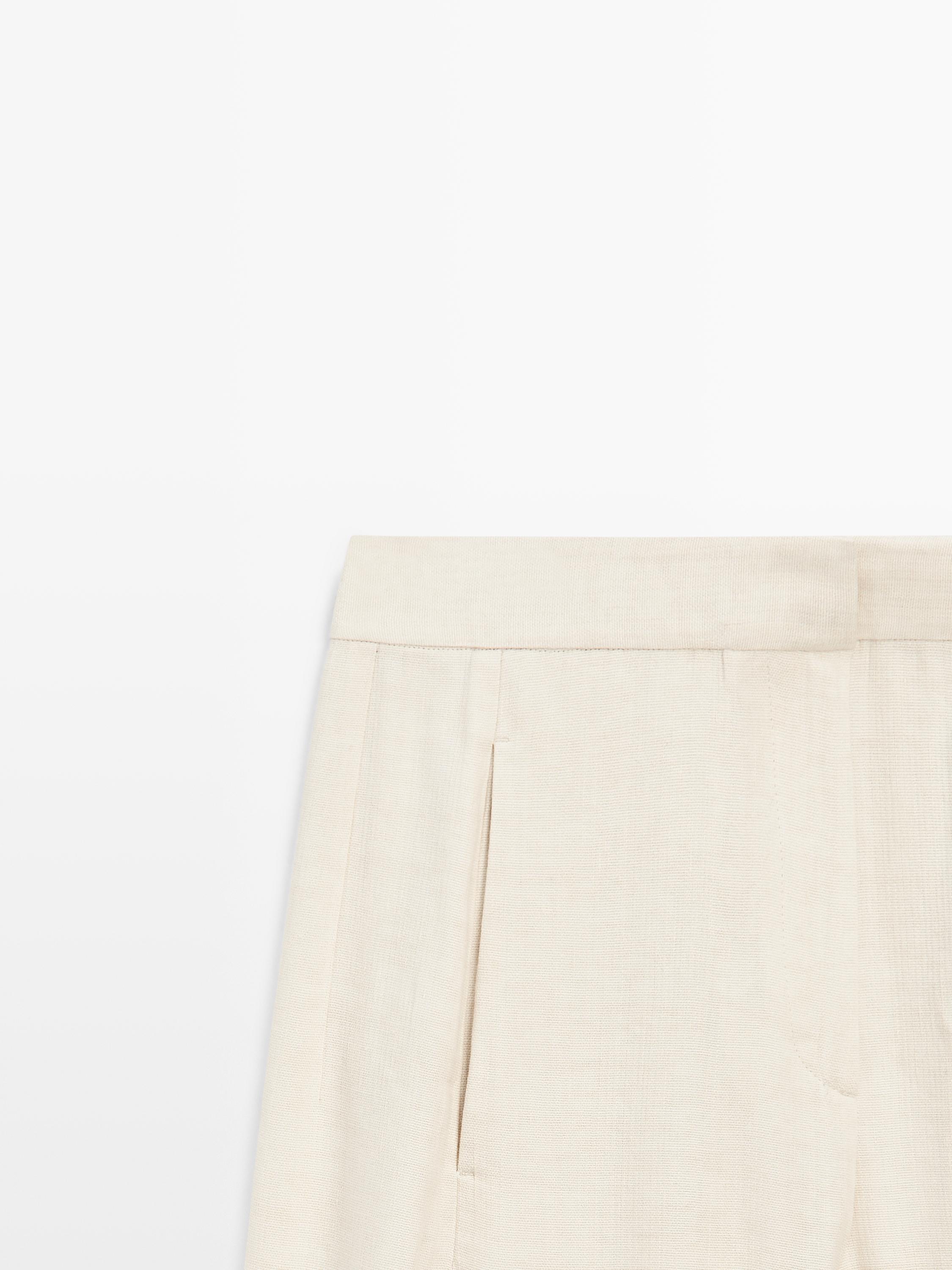 Pantalon de costume avec bouton et lin